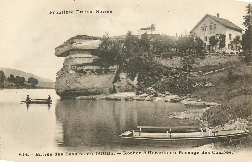 Grenze Frankreich-Schweiz — Eingang zu den Basins des Doubs — Felsen von Hercules am Passage des Combes — Verlag Girardot & Cie, Besançon, Nr. 814 - Vorderseite