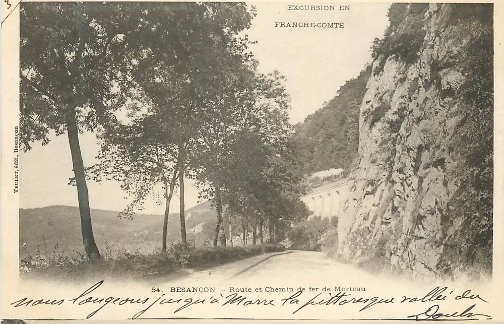 Besançon — Route et Chemin de fer de Morteau — Excursion en Franche-Comté — éditeur Toullet, Besançon, n° 54 - Recto