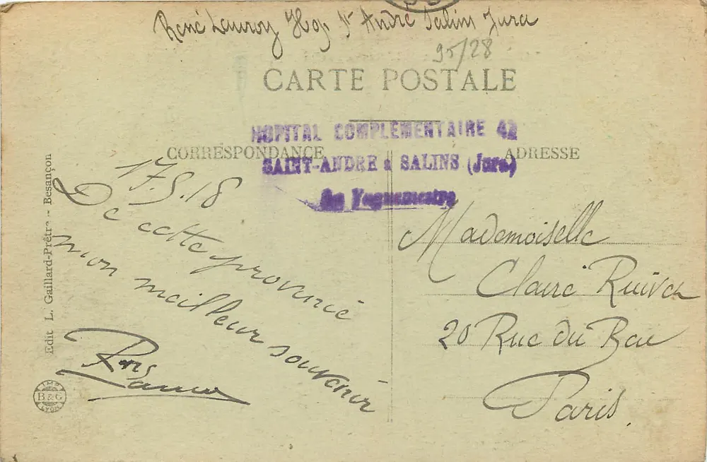 Bésançon - A Arquidiocese — Excursão na Franche-Comté, 1886 — Ed. L. Gaillard-Prêtre - Verso
