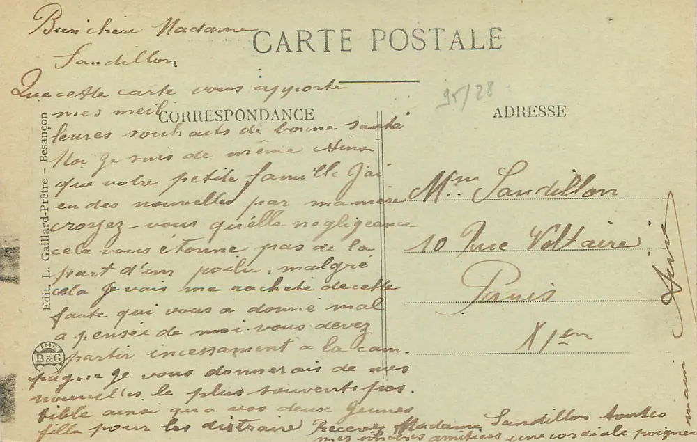 Besançon — Le Pont Battant et Quai Vauban — Excursion en Franche-Comté, n°505 - Verso
