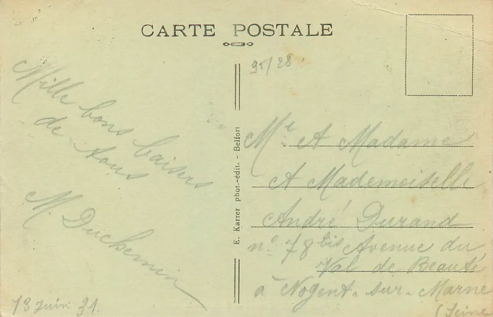 Besançon (Doubs) — Rocher de la Citadelle — E. Karrer, Belfort - Verso