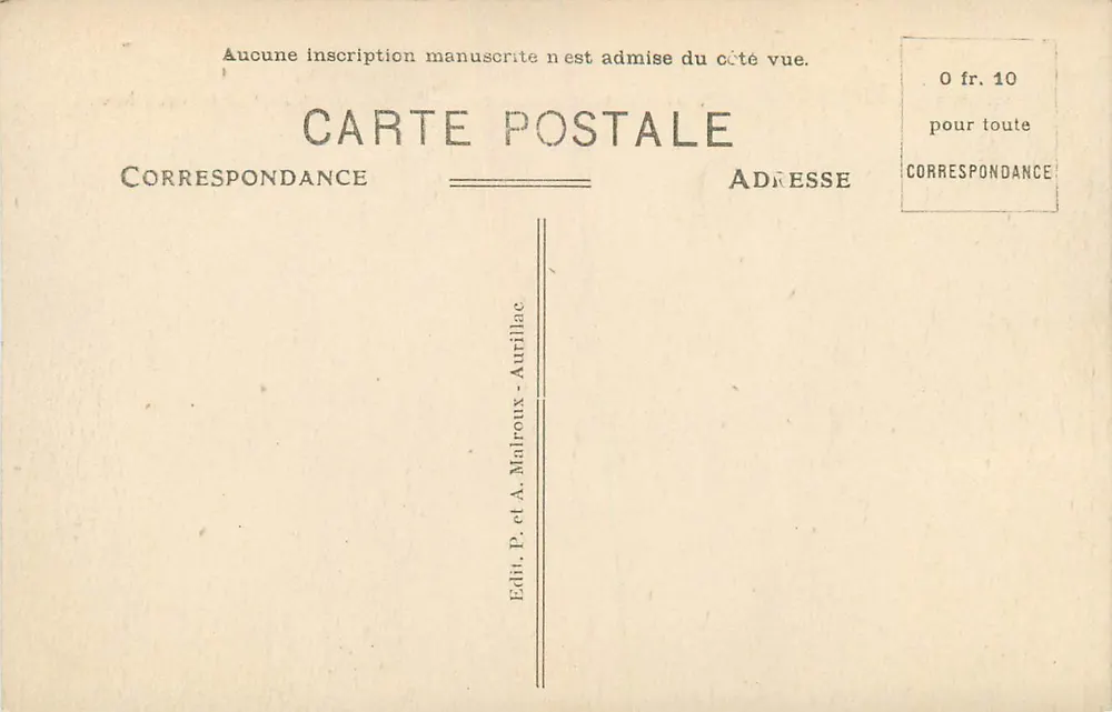 Montagne du Cantal — Panorama vom Col de Rombière — L'Auvergne Pittoresque — Verlag P. et A. Malroux - Aurillac - Rückseite