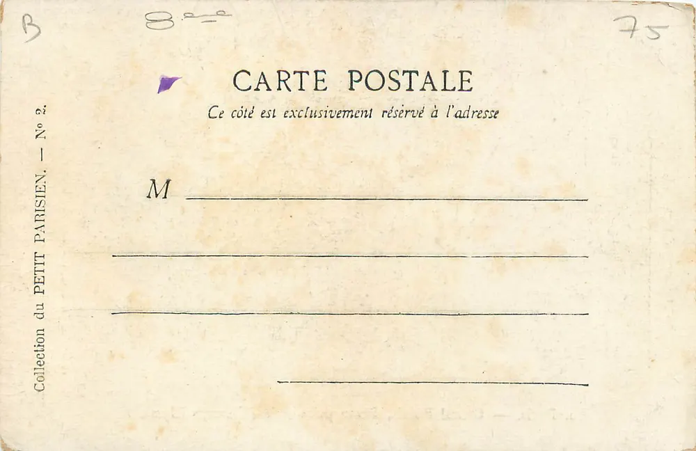 Paris — Grand Palais, Porte principale (Champs-Élysées) — Collection du Petit Parisien, N° 2 - Verso