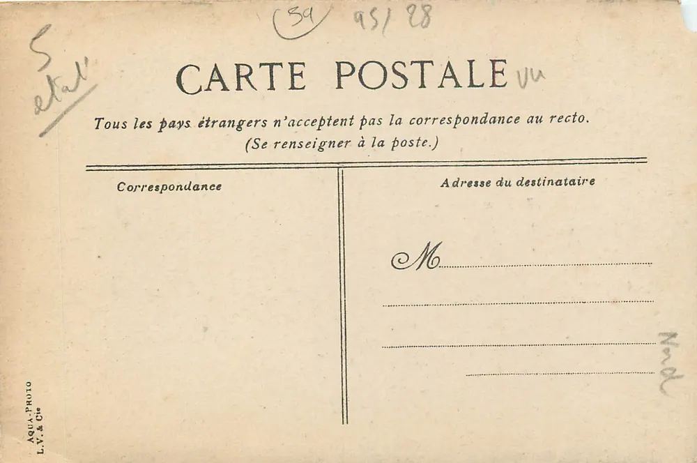 Douai. Pałac Sądowy — L.V. & Cie, nr 498 - Rewers