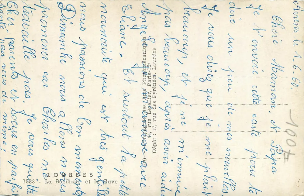 Lourdes — A Basílica e a Gave — Editor C.A.P. (C. A. P.) - Verso