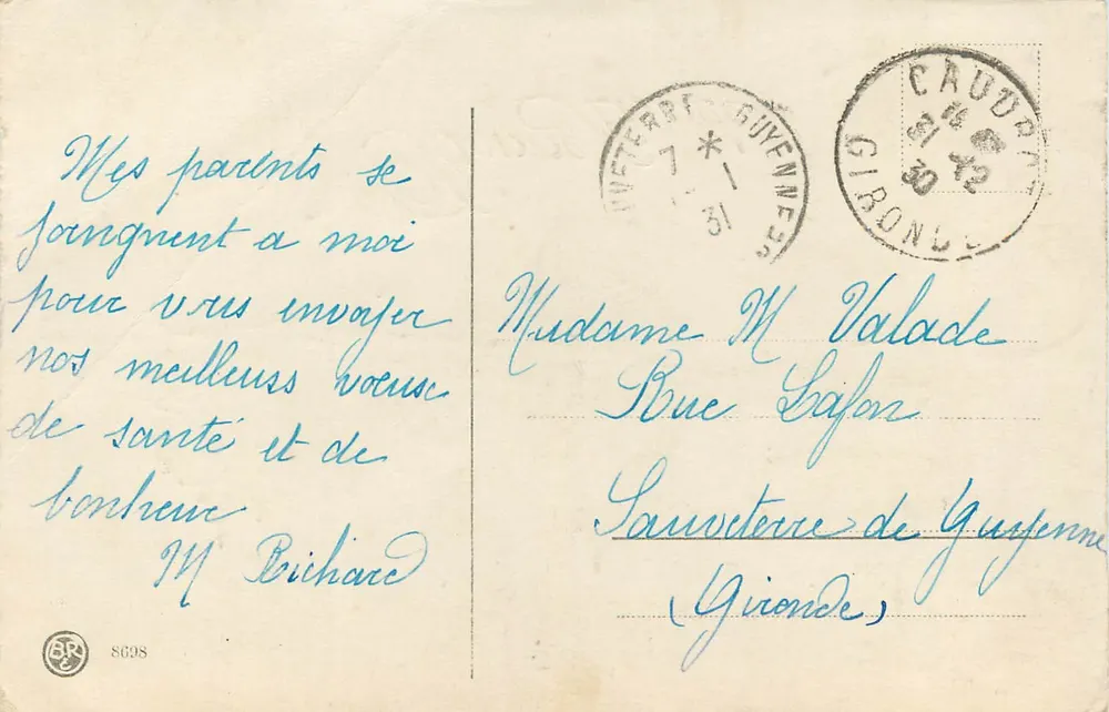 Paisagem invernal — Boa Ano — Caudran, Gironde - Verso