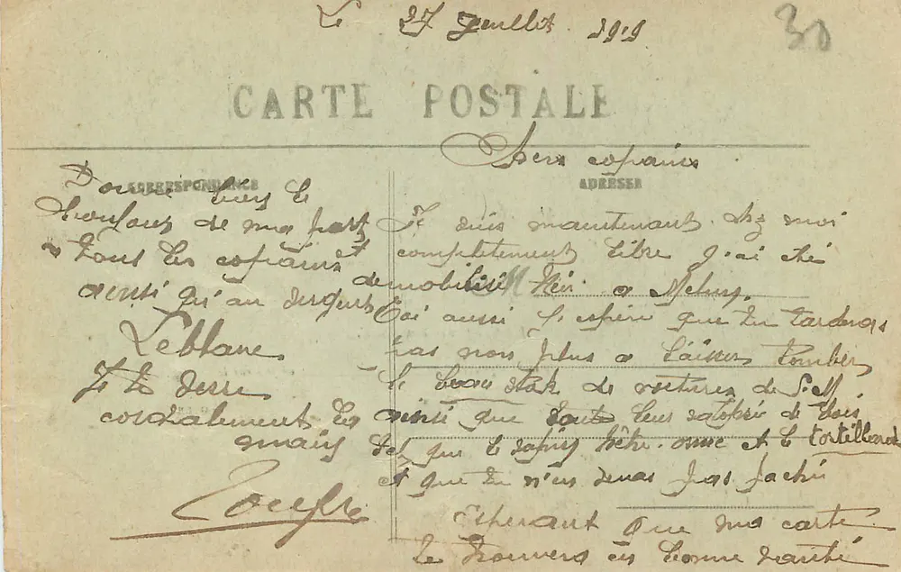 Sens — Carte postale décorative avec 4 vignettes — cliché Rigoureau, Sens - Verso