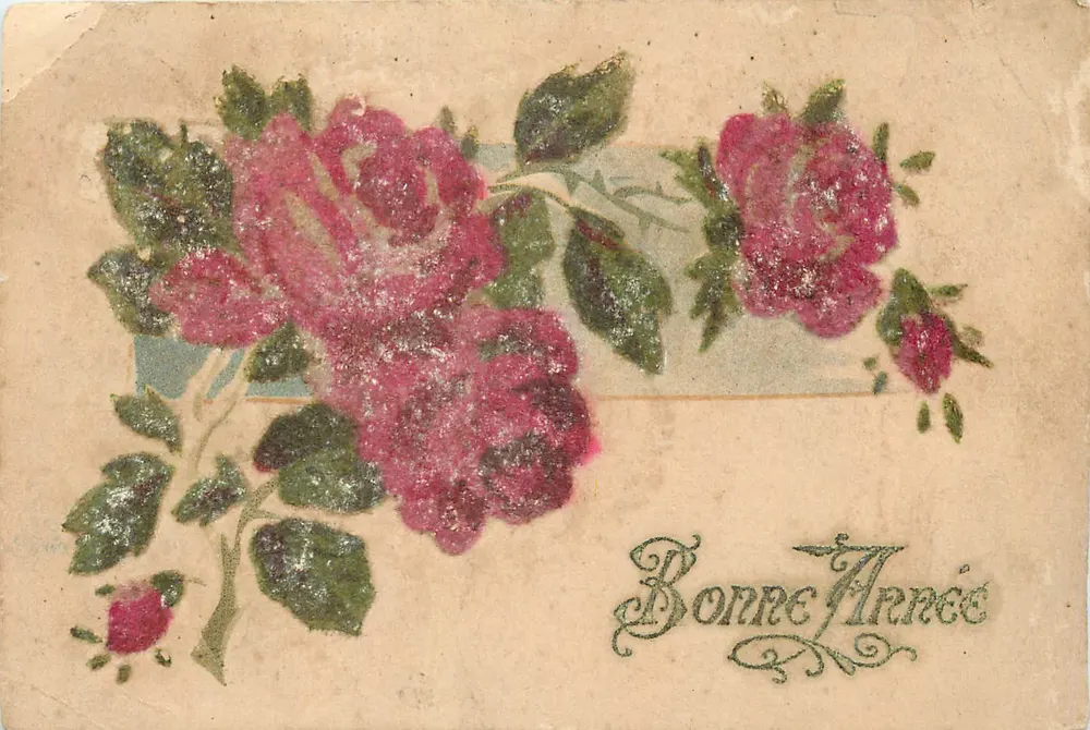 Bouquet de roses — carte de vœux - Frente