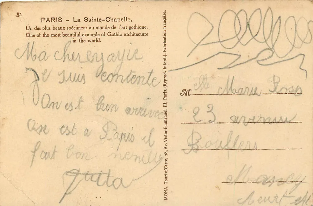 Paris - A Santa Capela — editor MONA, n°31 - Verso
