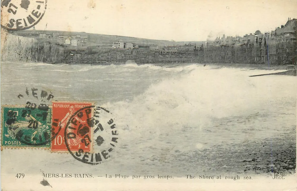 Mers-les-Bains — A Praia em tempo ruim — The Shore at rough sea — Jhot. - Frente