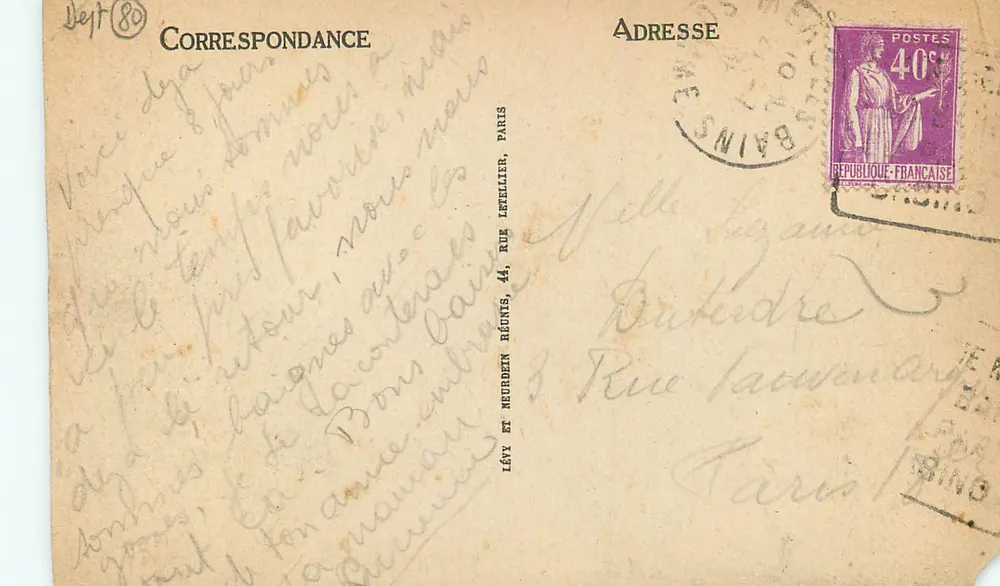 Mers-les-Bains — La Plage et les Falaises — ND — N.D. — N.D. - Verso
