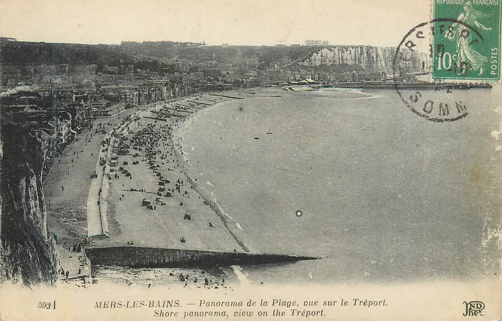 Mers-les-Bains — Panorama der Strand, Blick auf den Tréport — Imp. Créteil Succ. Cophell & Cie - Vorderseite