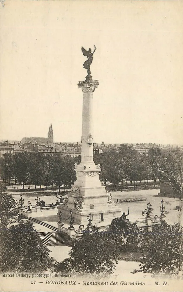Bordeaux — Monument dos Girondinos — Marcel Delboy, fototipia, Bordeaux, n°51 - Frente