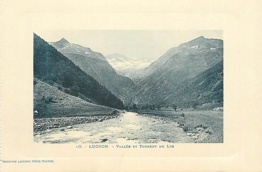 Luchon - Vale e Torrente do Lys — Fototipia Labouche Frères, Toulouse, n°10 - Frente