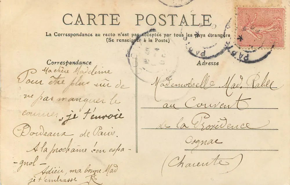 Bordeaux — Porta do Palácio — L. Bosq, n°83 - Verso