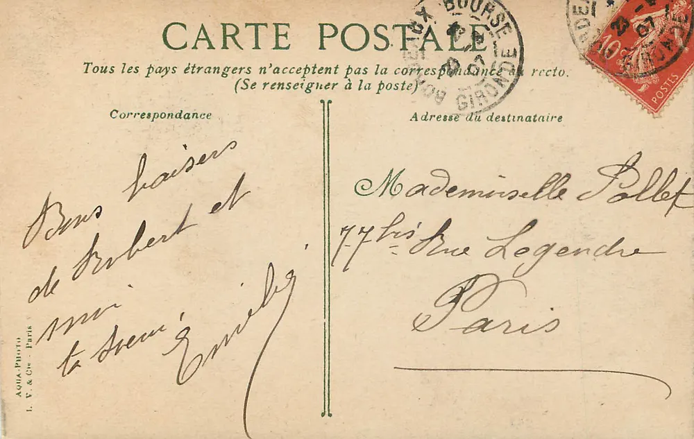 Bordeaux. Allgemeiner Blick auf die Quais der Salinières — L. V. & Cie, Paris, n° 2. V. 3. C° - Rückseite