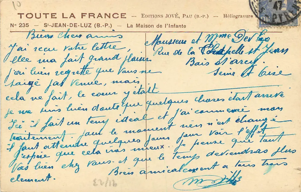 La Maison de l'Infante — Saint-Jean-de-Luz (B.P.) — Éditions Jové, n°235 - Verso