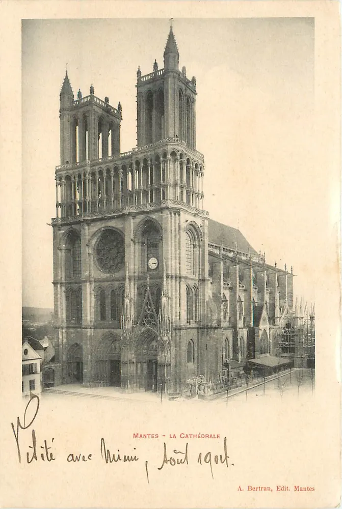 Mantes - A Catedral — vista da fachada gótica — A. Bertran, Edit. Mantes - Frente