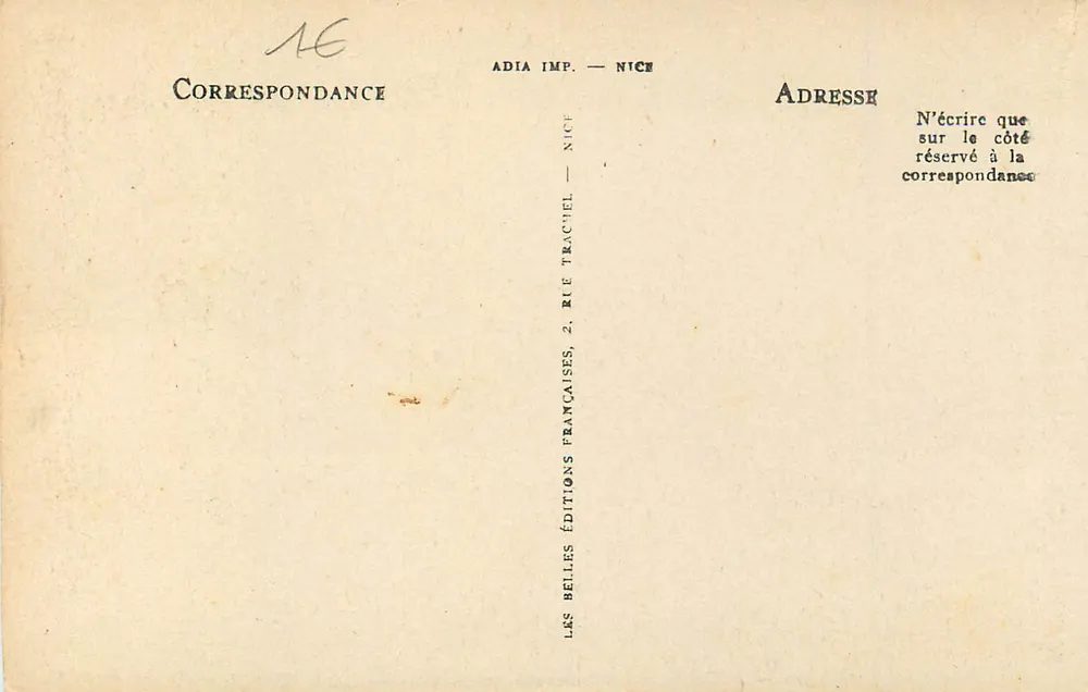 NICE — A Promenade dos Ingleses — ADIA IMP. — NICE — n° 233 - Verso
