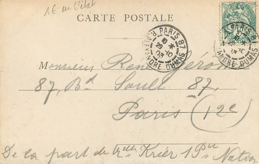 Paris — Igreja de Saint-Eustache — Editor Alexandre Dumas, n° 87 - Verso