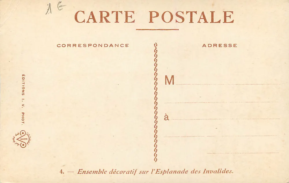 Esplanade des Invalides — Ensemble décoratif — Éditions I.V. Phot. - Verso