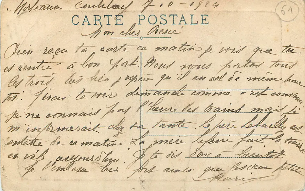 EN NORMANDIE — La Fileuse à son Rouet — E. Roussel, édit., Argentan - Verso