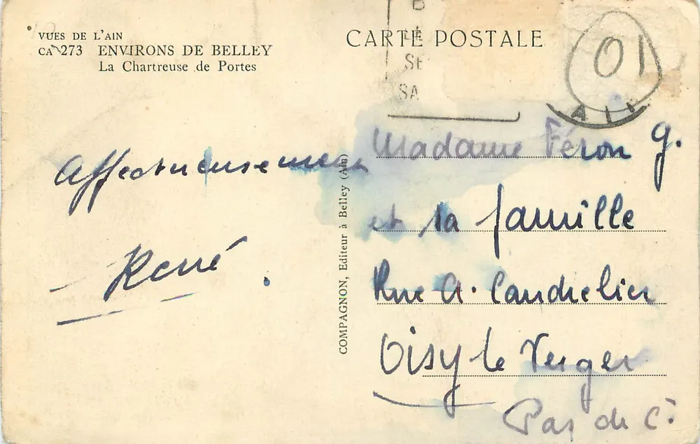 A Chartreuse de Portes — Ambientes de Belley — Compagnon, Editor em Belley (Ain) — CA-273 - Verso