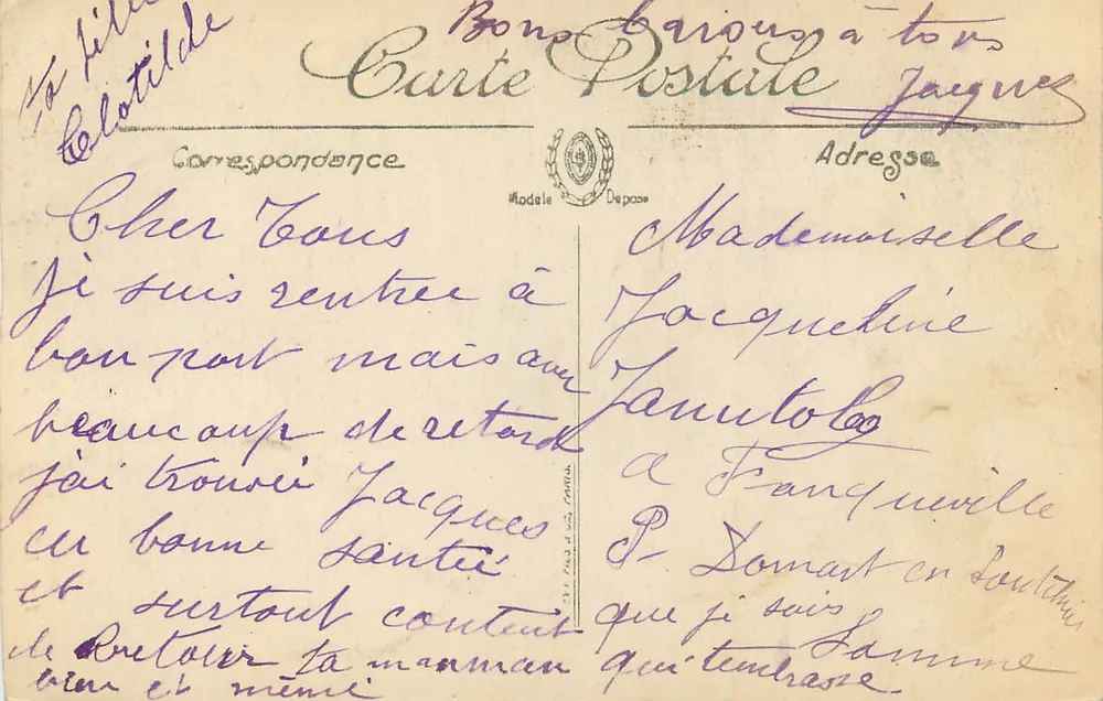 Abbeville — La Statue de l'Amiral Courbet — LL - Verso