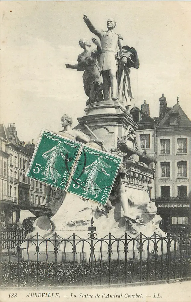 Abbeville — La Statue de l'Amiral Courbet — LL. n°188 - Recto