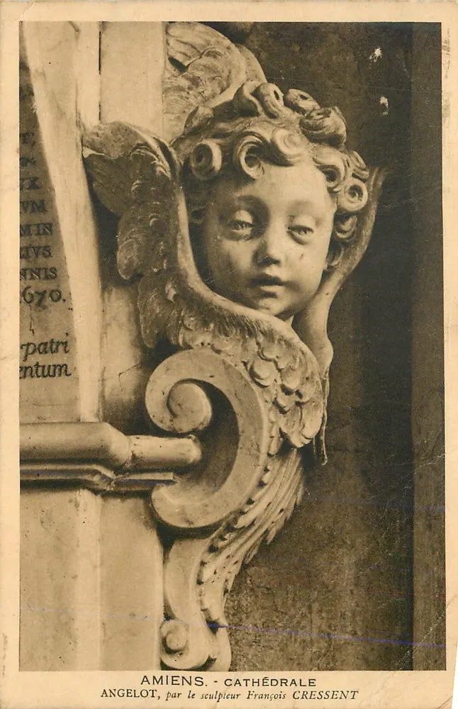 Amiens — Kathedrale — Engel Lot, Werk des Bildhauers François Cressent - Vorderseite