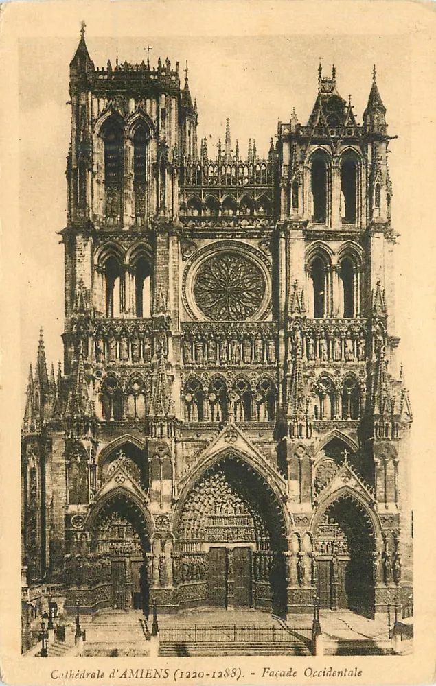 Catedral de Amiens (1220-1288) — Fachaça Ocidental — Edição E. Régnault, R.C. 1062 - Frente