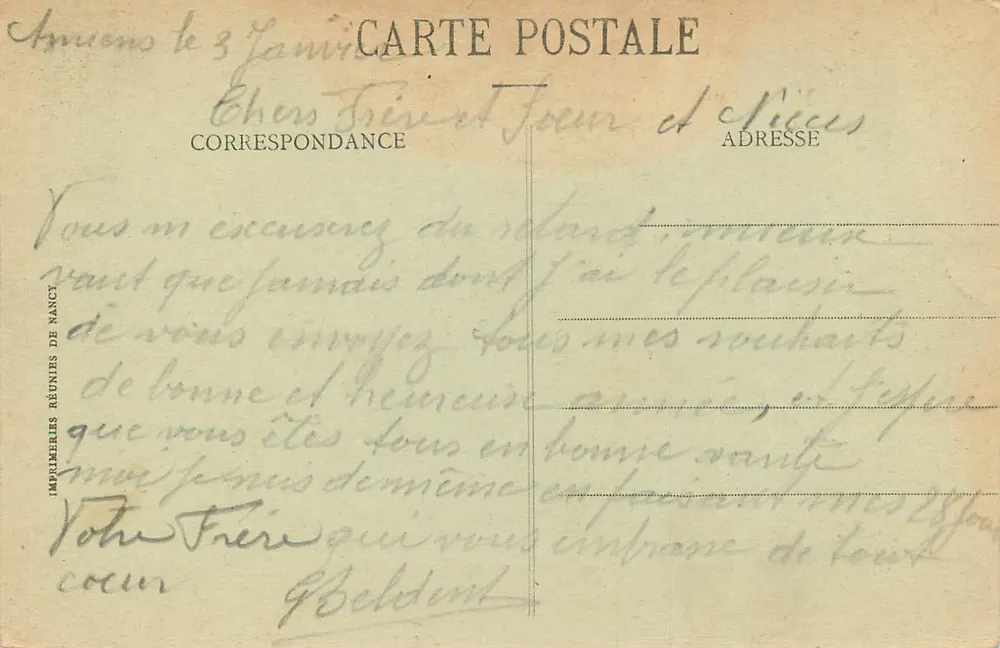 Amiens - Une Vue de la Holoie - Édition C. N. - Verso