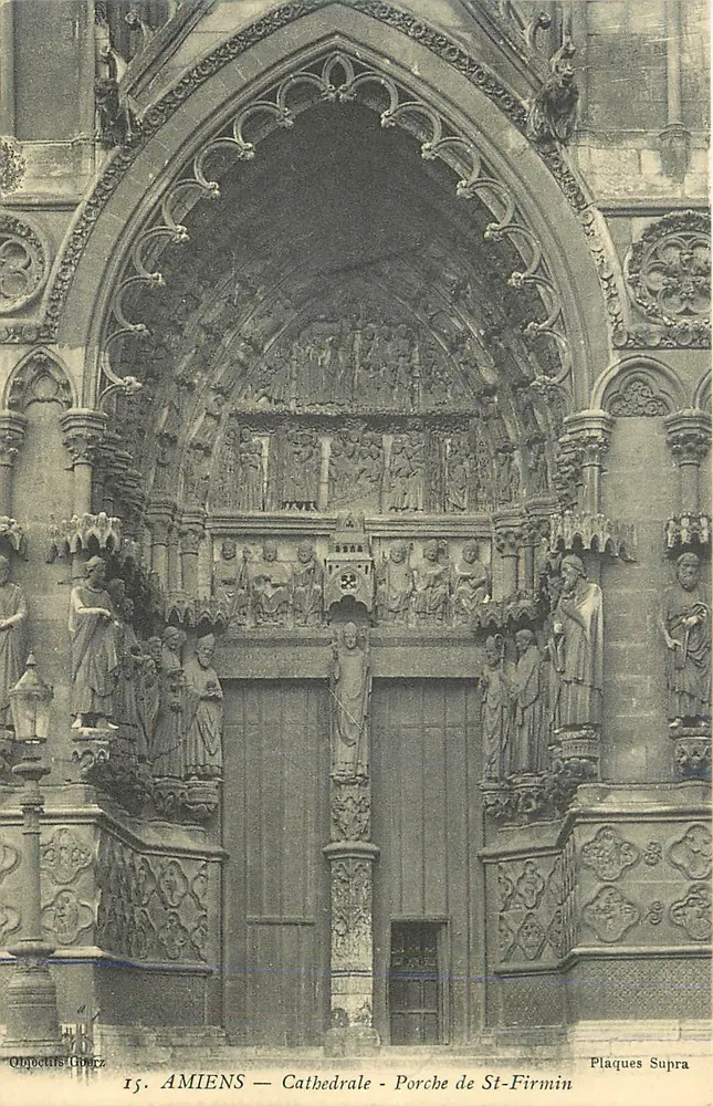 Amiens — Kathedrale - Portal von St-Firmin — Plaques Supra — Verlag L. Caron - Vorderseite