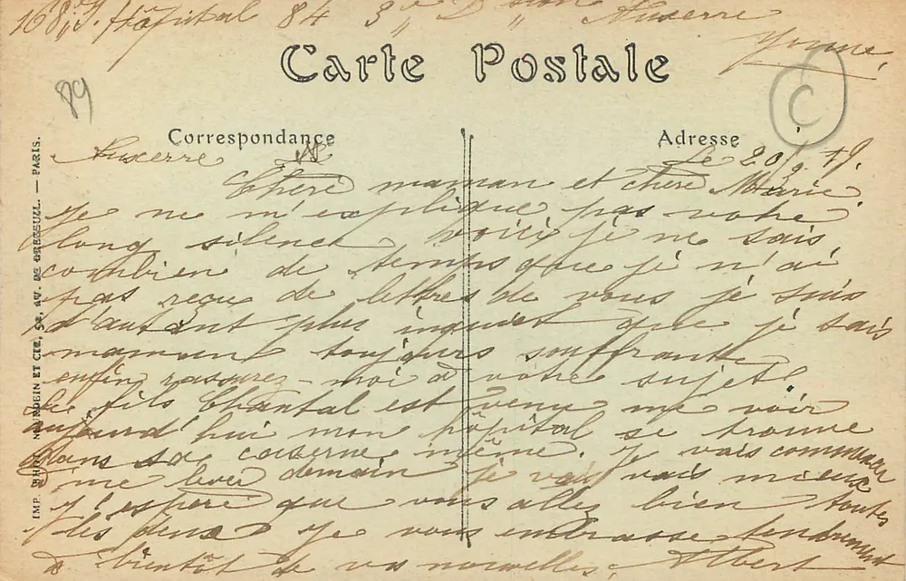 Auxerre — Hotel Pocztowy — Toulct, wydawca, Auxerre - Rewers