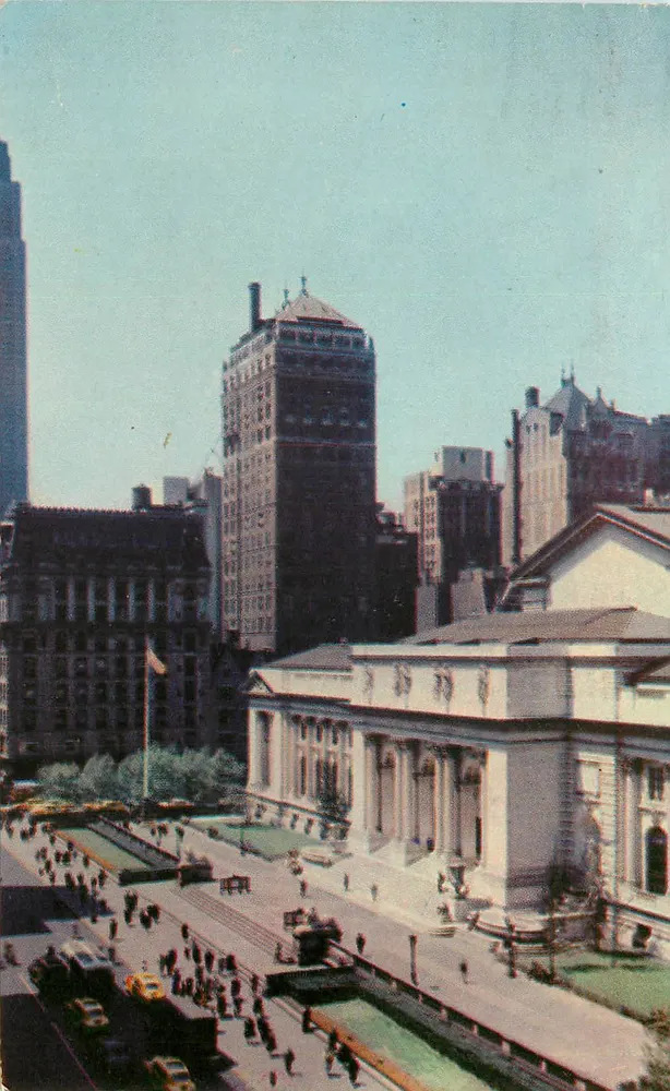 Biblioteca Pública de Nueva York — Quinta Avenida y 42nd Street — Nester House Publications, Inc. n° K10 - Anverso