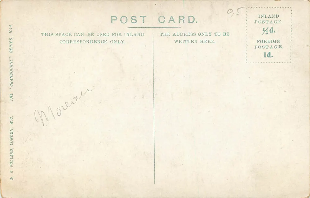 Abadia de Westminster — vista das torres e do monumento de Nelson — editor W. G. Pollard, série 1914 - Verso