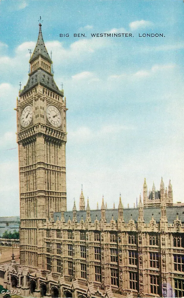 Big Ben, Westminster, Londyn — Valentine's Postcard, seria G.5795 - Awers