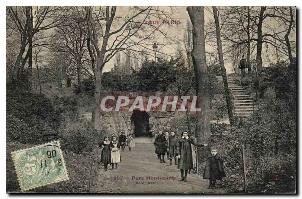 Parc Montsouris — entrée avec escaliers — Tout Paris, n°1297 - Recto