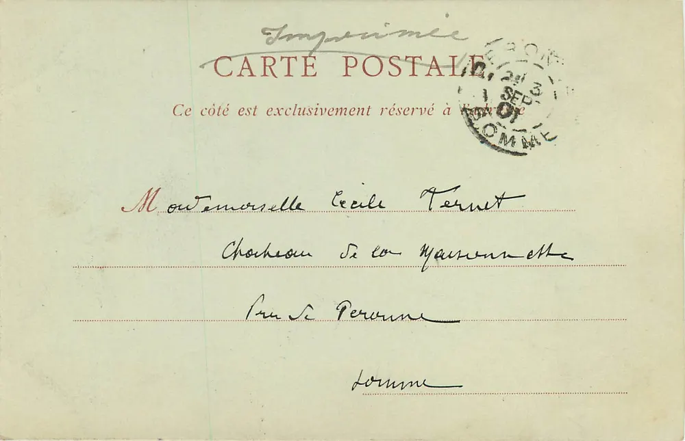 Amiens — O Museu — Papeterie HERROUT, 19, Rue de Noyon — ND.Phôt - Verso