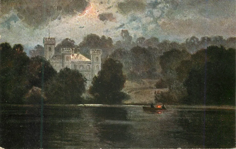 Schloss Berg — Lago Starnberger — União Postal Universal, série 396 - Frente