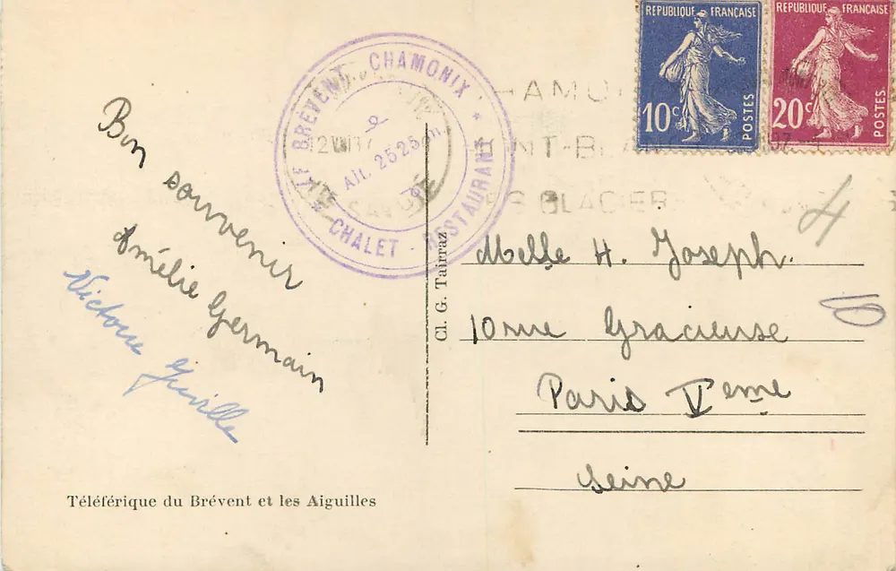 Teleférico do Brévent e as Agulhas — Chamonix Mont-Blanc — editor desconhecido, número de série não visível - Verso