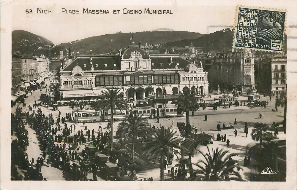 Nice - Place Masséna et Casino Municipal — série 53 — éditeur C.A.P. Strasbourg - Recto