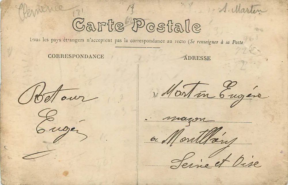 Bourges — Le Château d'Eau, vu de profil — Éditeur E.M. B. n°34 - Verso