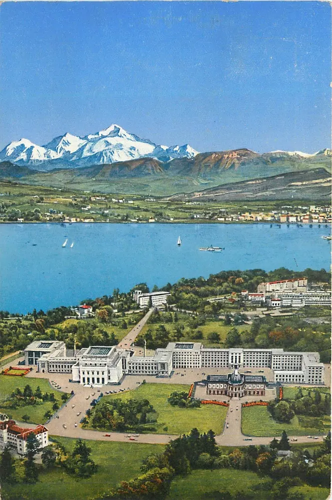 Genève — Das Palais der Nationen und der Mont-Blanc — Verleger 69 - Vorderseite