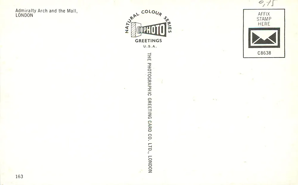 Arco da Marinha e o Mall — Londres — Série de Cores Naturais, C8638 - Verso