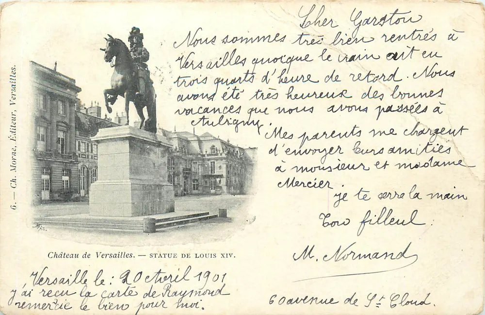 Castelo de Versalhes — Estátua de Luís XIV — Ch. Morne, Editor, Versalhes - Frente