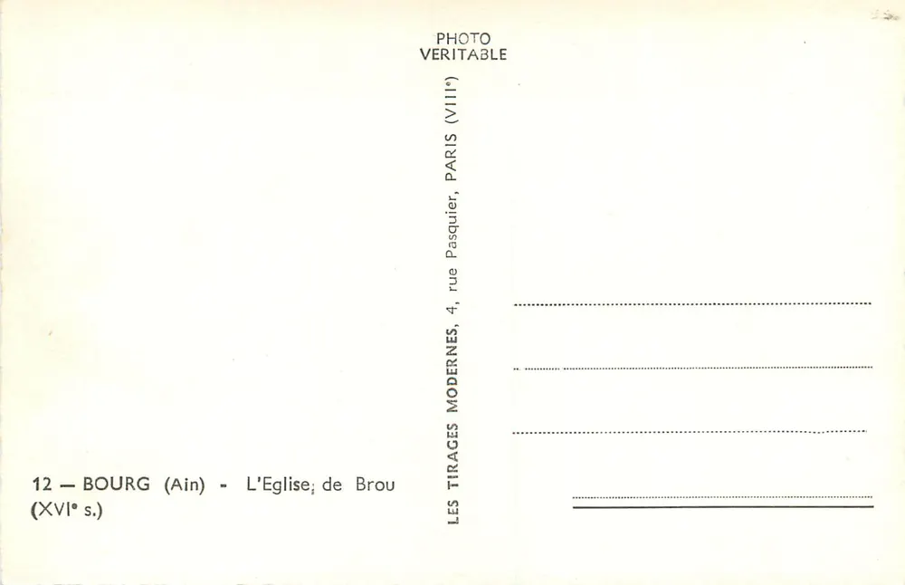 Bourg (Ain) — La Chiesa di Brou — XVII secolo — Photo Tirages Modernes, Parigi - Verso