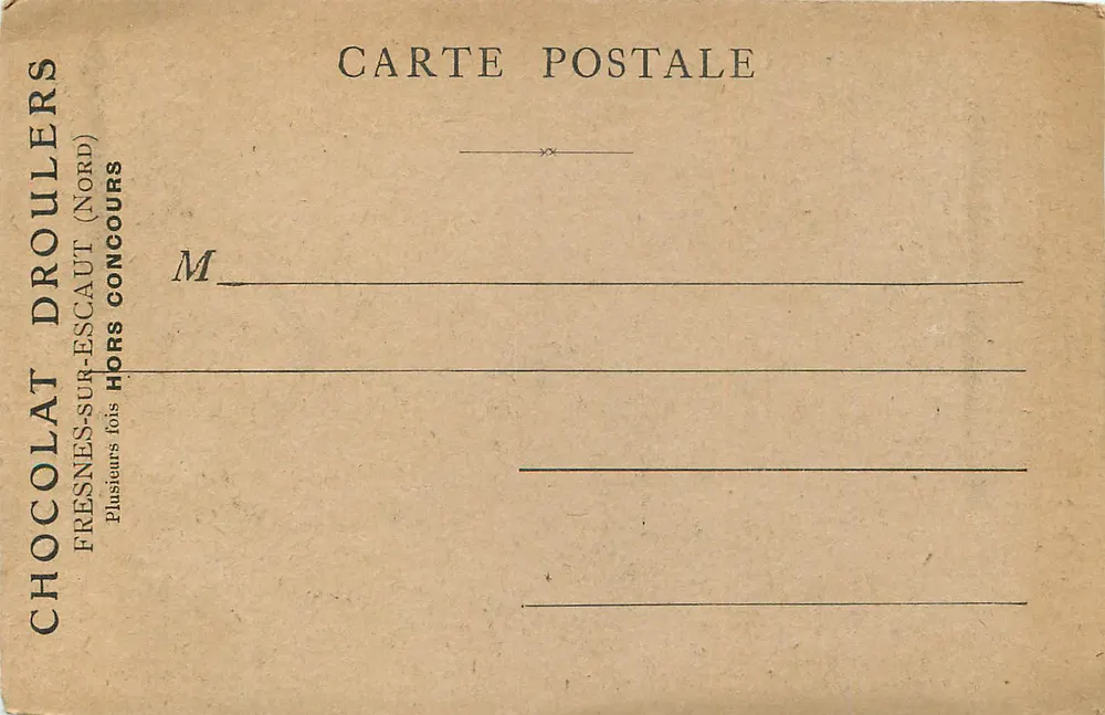 Versalhes — O Bassin d'Apollon. — Editor: Chocolat Droulers, Fresnes-sur-Escaut (Nord) - Verso