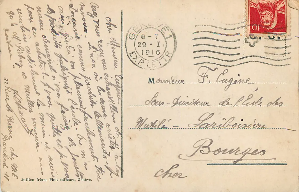 Genève — Pont du Mt Blanc et le Grand Quai — Helvetia, n° 8861 - Verso