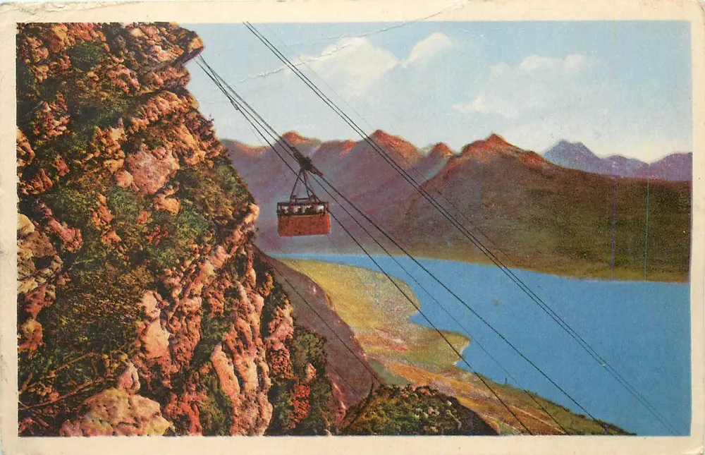 Teleférico acima de um lago — Annecy-Menthon — editor Des Arts Phtomégraphiques Paris-Saône - Frente